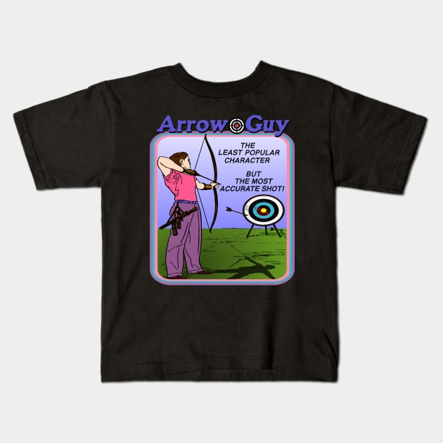 ARROW GUY Retro Off Brand Knock Off Parody Boot Super Hero Kids T-Shirt by blueversion